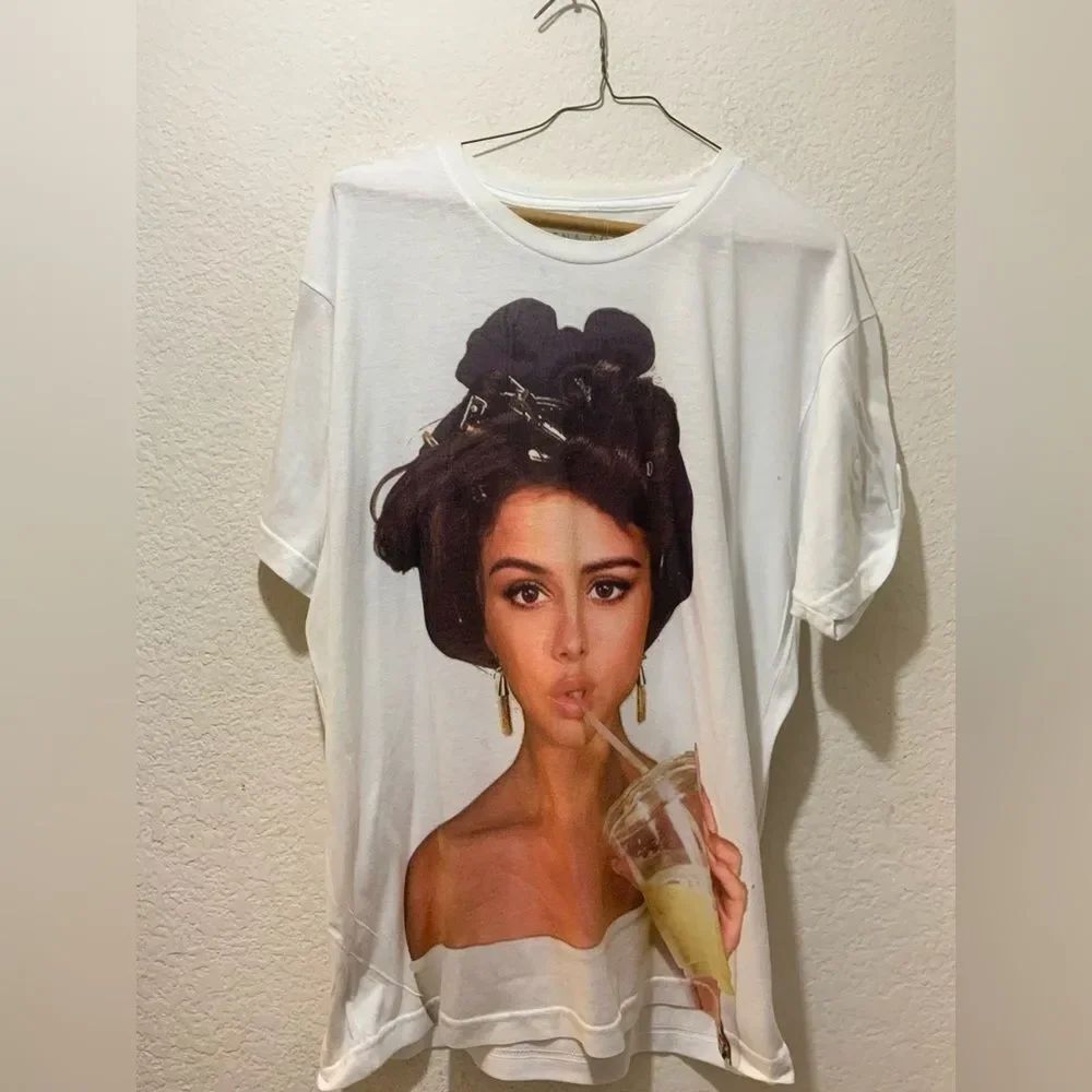 Selena Gomez Revival 2016 World Tour White T Shirt Merch Big Face All Over Print